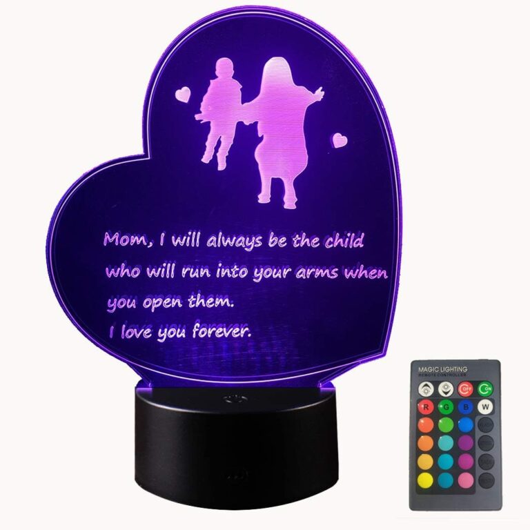 FASHEN Mother's Day Heart Shaped 3D Lamp with Poem - Best Mom Birthday Gift
