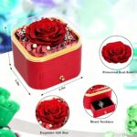 GIFTKING preserved real red rose in a clear dome, set in a red gift box with a pull-out drawer revealing a silver heart neckl