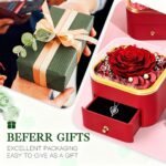 GIFTKING preserved real red rose in a clear dome, set in a red gift box with a pull-out drawer revealing a silver heart neckl