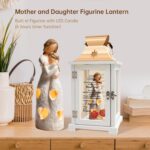 Homazing Mother Daughter Figurine Lantern, featuring a mother and daughter embracing with a flickering LED candle inside.