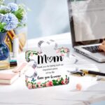Transparent acrylic puzzle piece with "Mom" and a loving message, ideal for tabletop display.
